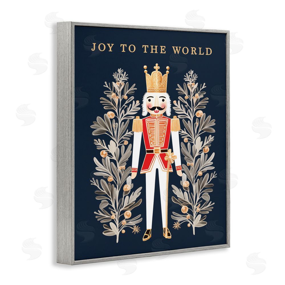 Heidi Kuntz Joy To World Happy Nutcracker Gray Framed Giclee Wall Art Print