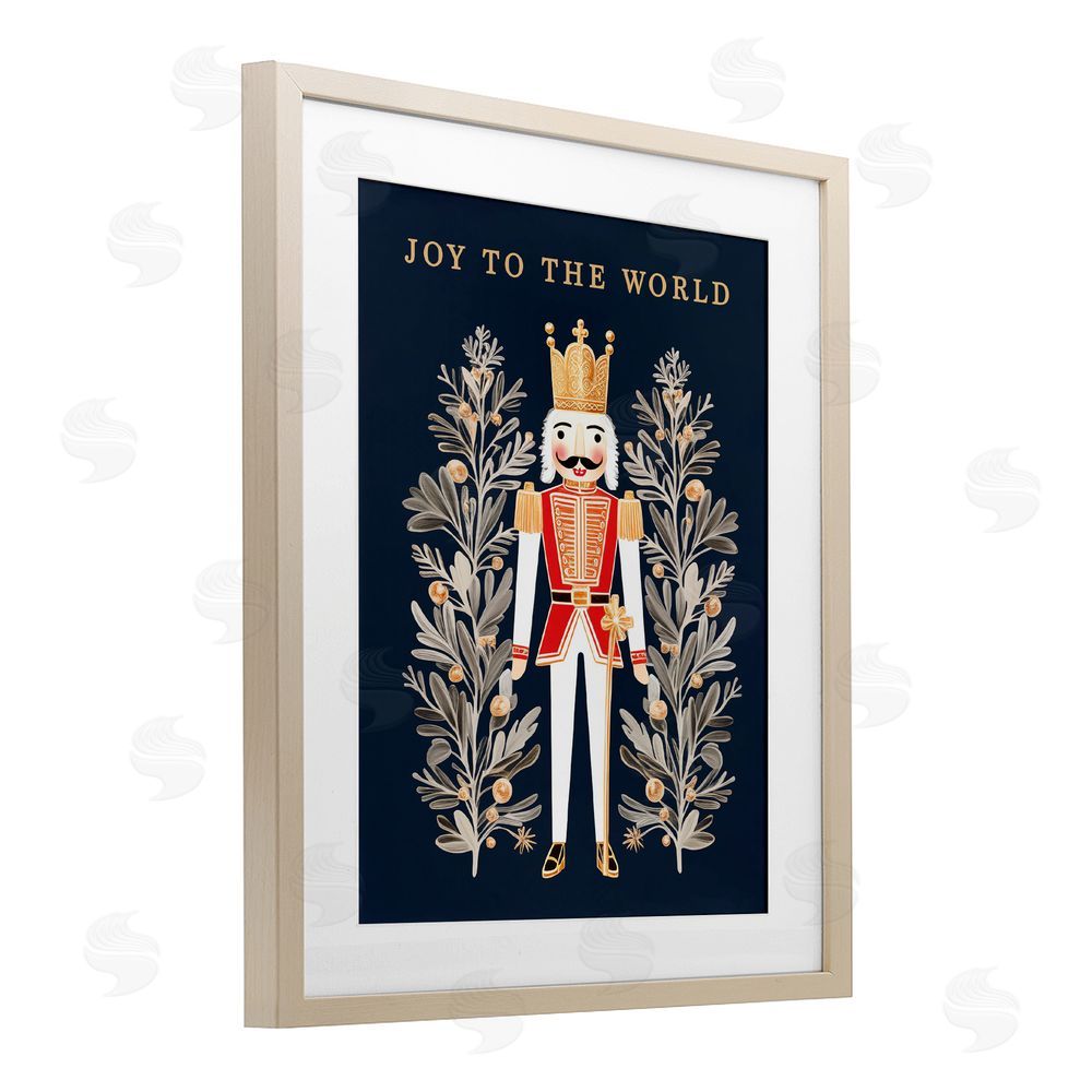 Heidi Kuntz Joy To World Happy Nutcracker Birch Framed Print Under Glass with White Mat Wall Art