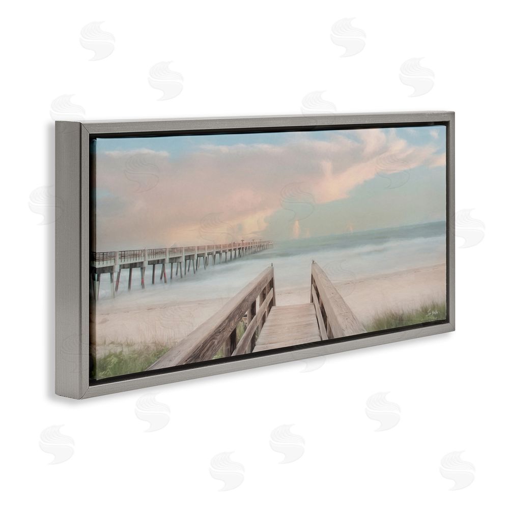 Lori Deiter Boardwalk to Pastel Ocean Gray Floating Frame Canvas Wall Art Print