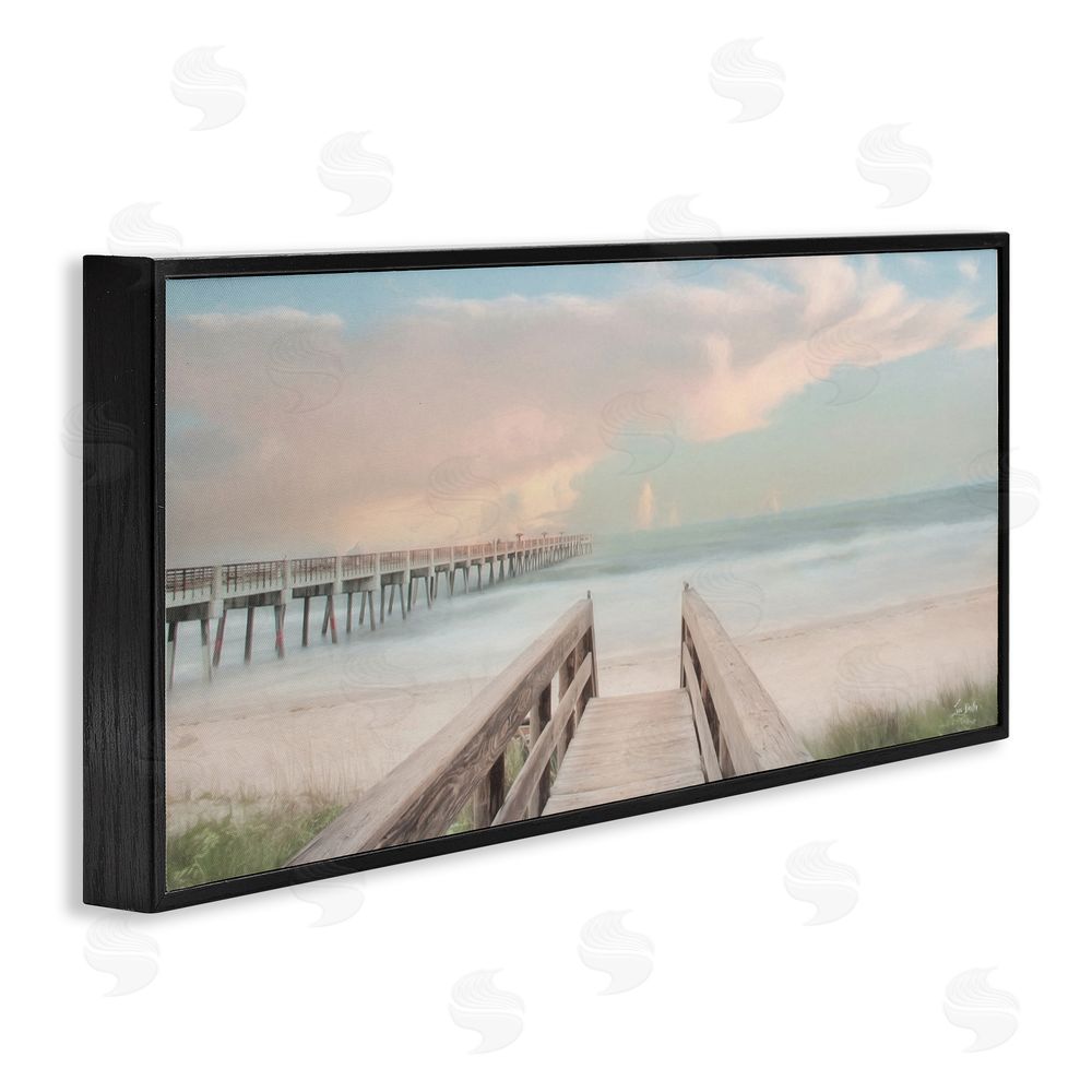 Lori Deiter Boardwalk to Pastel Ocean Black Framed Giclee Wall Art Print