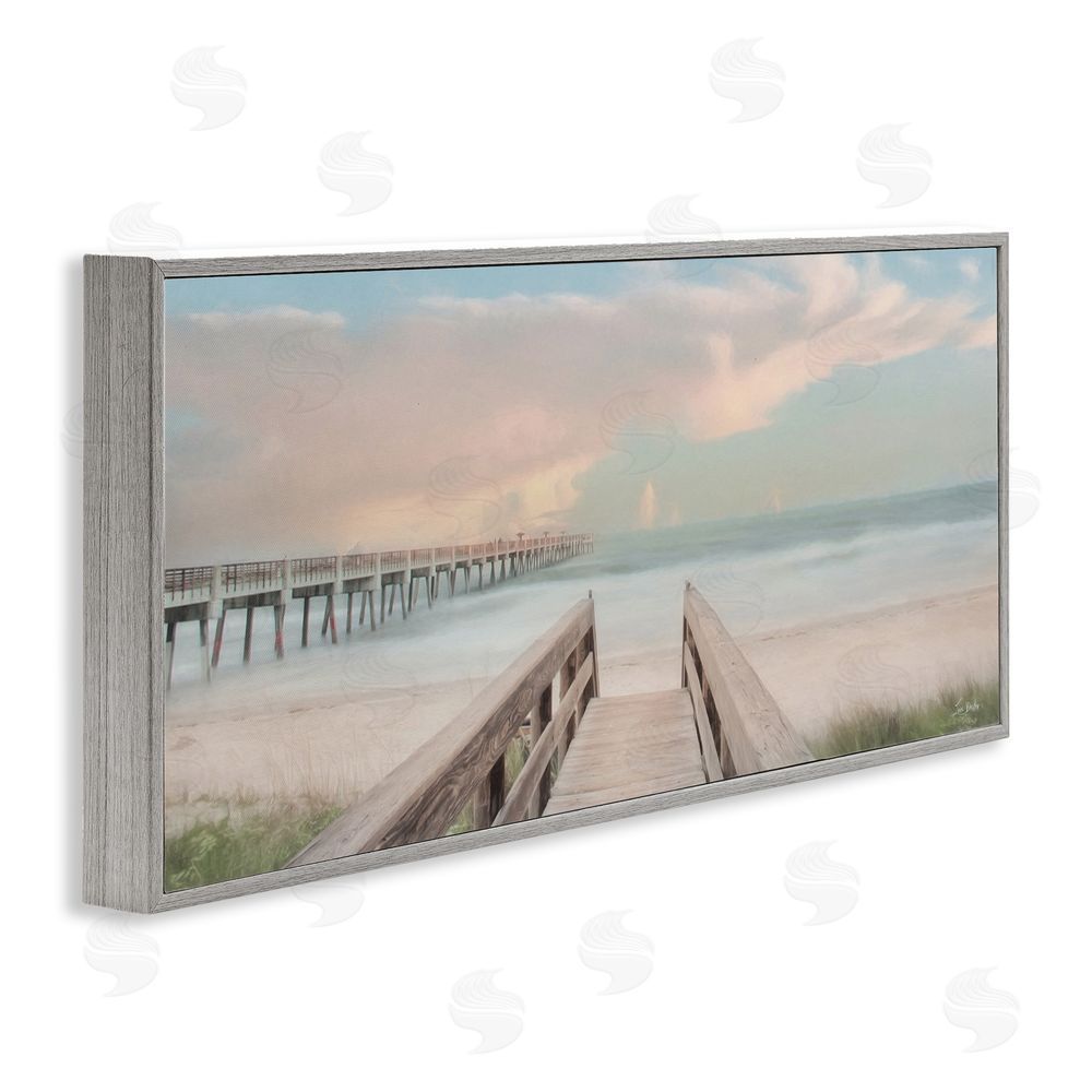 Lori Deiter Boardwalk to Pastel Ocean Gray Framed Giclee Wall Art Print
