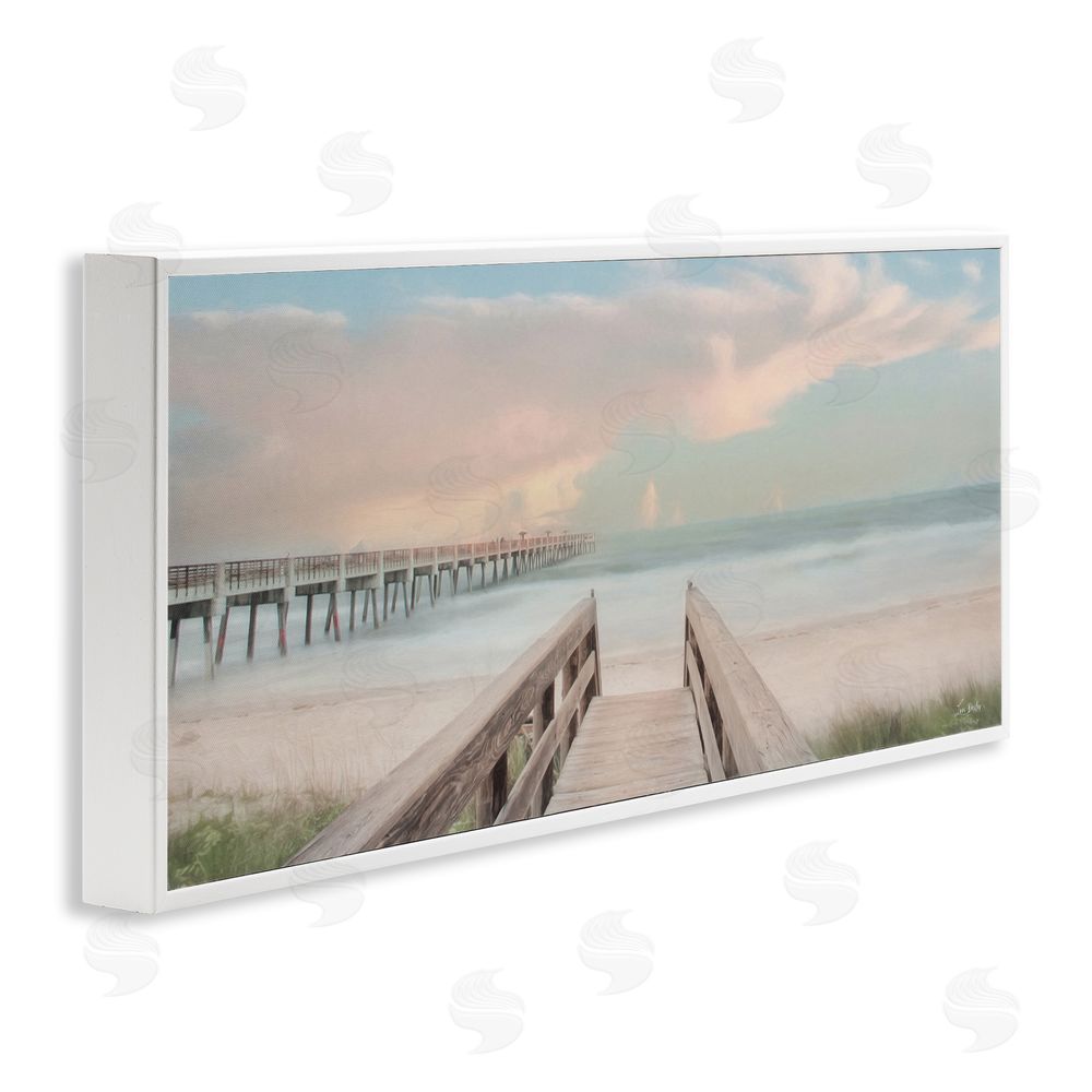 Lori Deiter Boardwalk to Pastel Ocean White Framed Giclee Wall Art Print