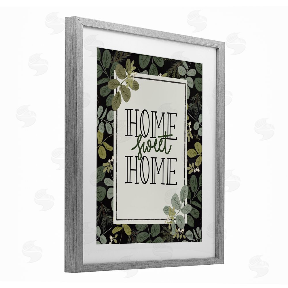 House Fenway Botanical Border Around Sweet Home Gray Framed Print Under Glass Wall Art