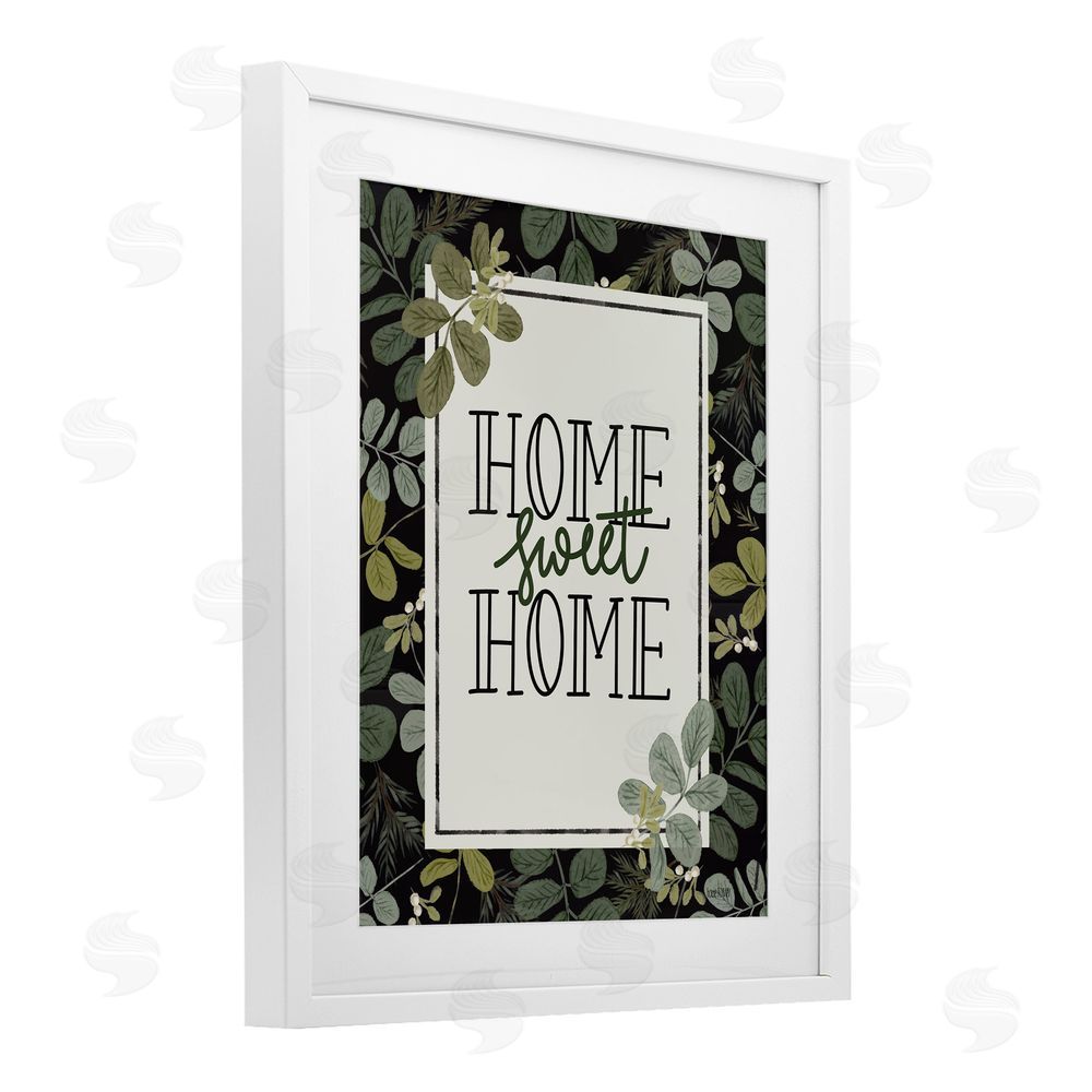 House Fenway Botanical Border Around Sweet Home White Framed Print Under Glass Wall Art
