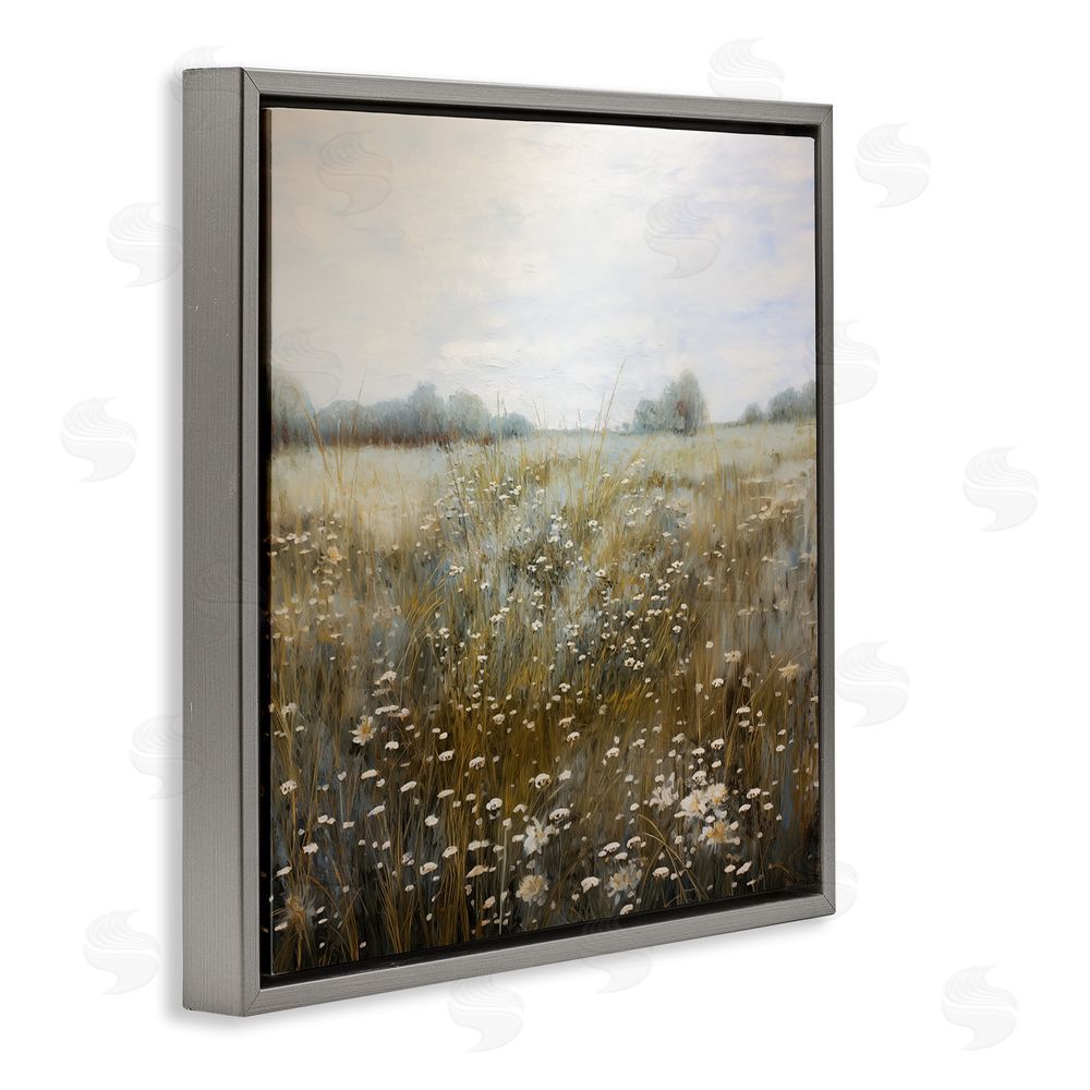 Heidi Kuntz Across The Field in Summertime Gray Floating Frame Canvas Wall Art Print