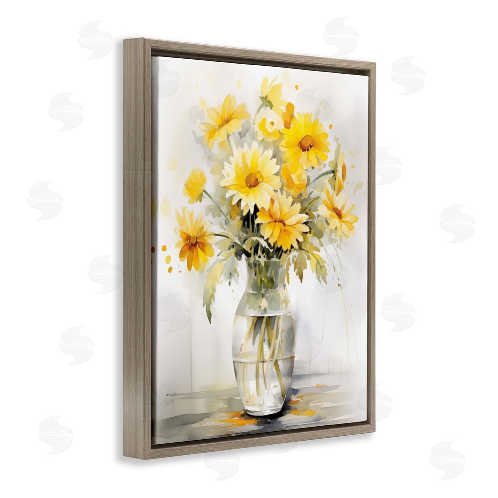 Heidi Kuntz Captured Sunlight Daisies Brown Floating Frame Canvas Wall Art Print