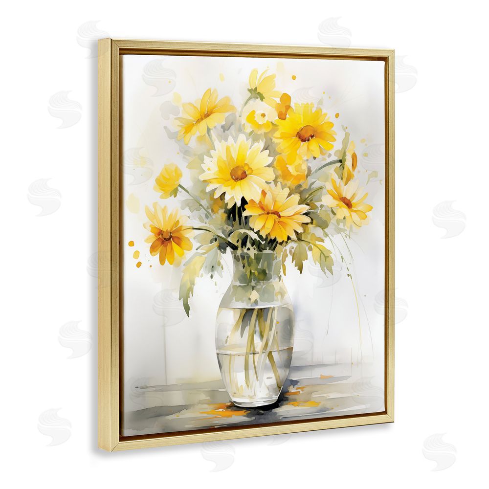 Heidi Kuntz Captured Sunlight Daisies Gold Floating Frame Canvas Wall Art Print