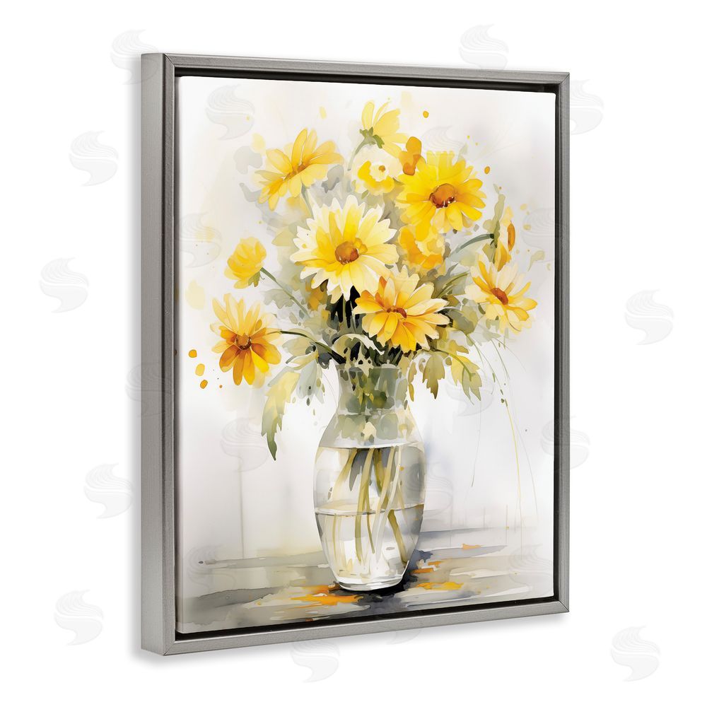 Heidi Kuntz Captured Sunlight Daisies Gray Floating Frame Canvas Wall Art Print