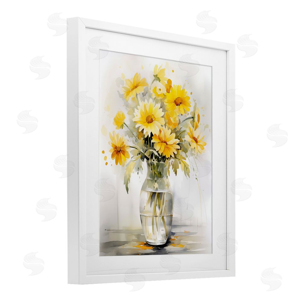 Heidi Kuntz Captured Sunlight Daisies White Framed Print Under Glass Wall Art