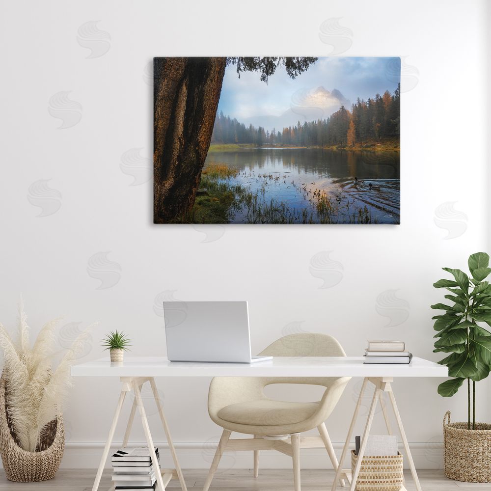 Martin Podt Autumn Forest Reflections Stretched Canvas Wall Art Print in Room