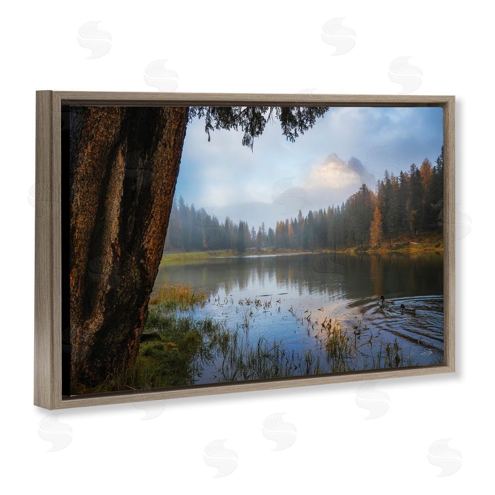 Martin Podt Autumn Forest Reflections Brown Floating Frame Stretched Canvas Wall Art Print