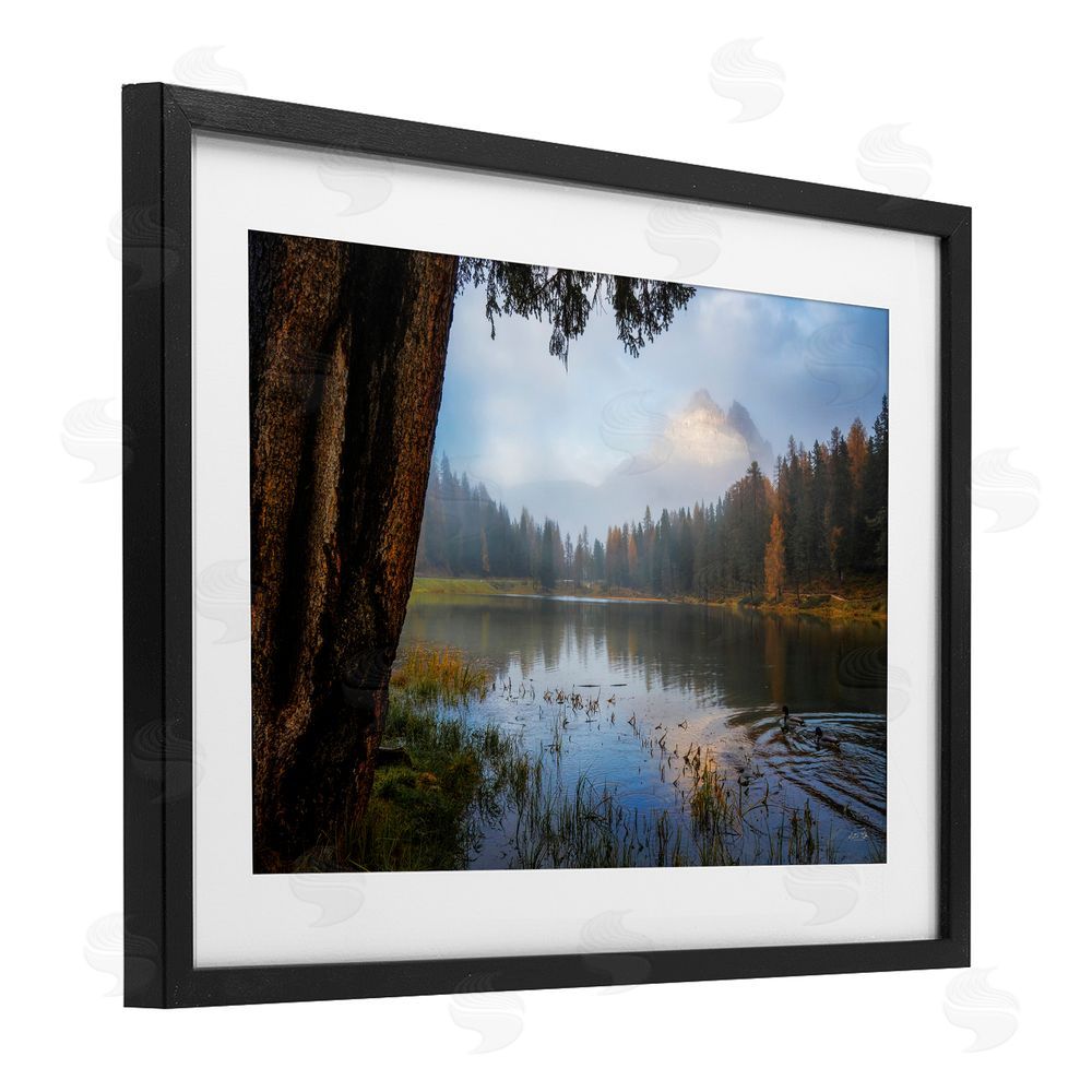 Martin Podt Autumn Forest Reflections Black Framed Print Under Glass with Matting Wall Art