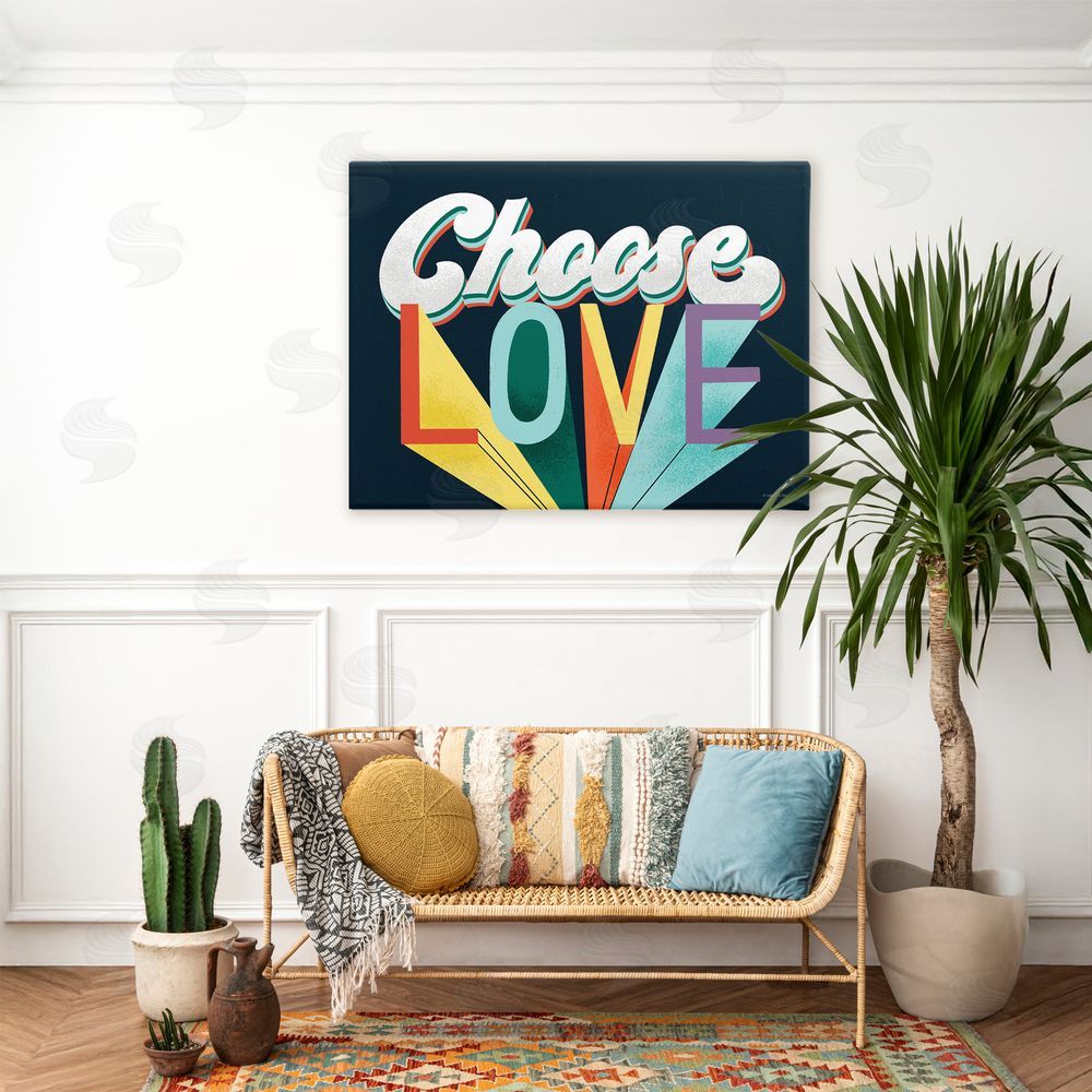 Pam Britton Choose Love Bold & Retro Stretched Canvas Wall Art in Room