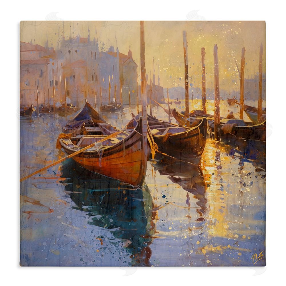 Marta Wiley Speckled Venice Boats Stretched Canvas Wall Art Print