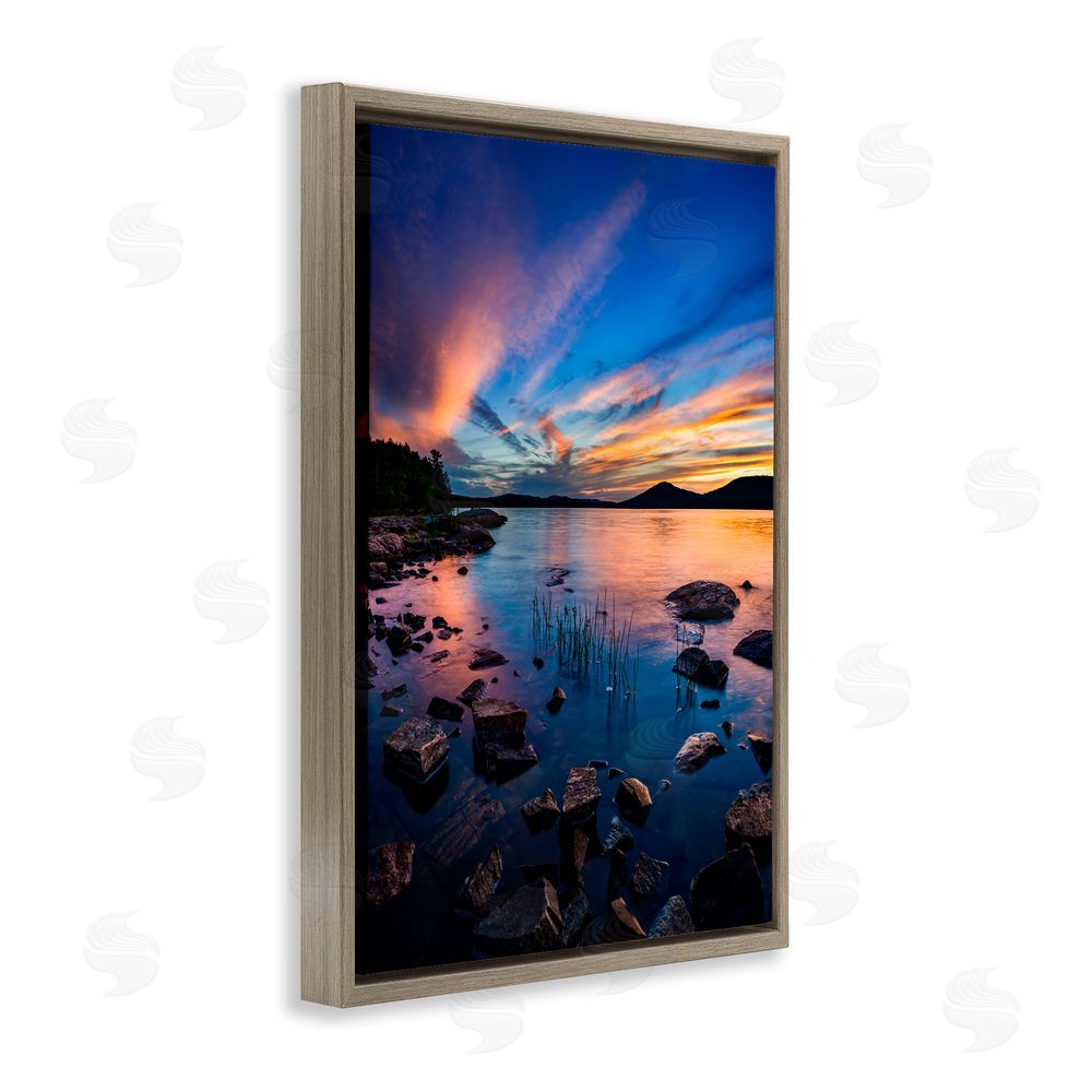 Jonathan Zaharek Sunrise on Piseco Lake Brown Floating Frame Canvas Wall Art Print