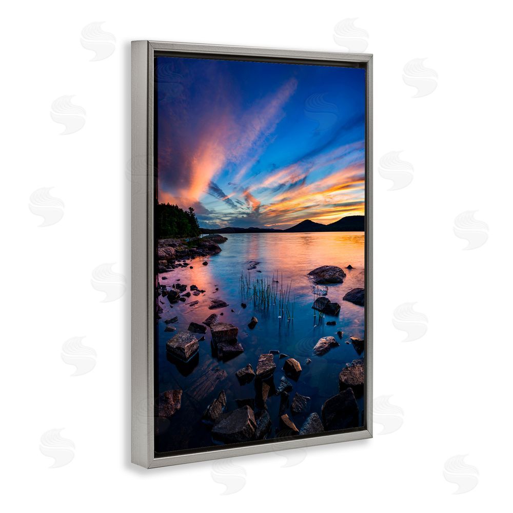 Jonathan Zaharek Sunrise on Piseco Lake Gray Floating Frame Canvas Wall Art Print