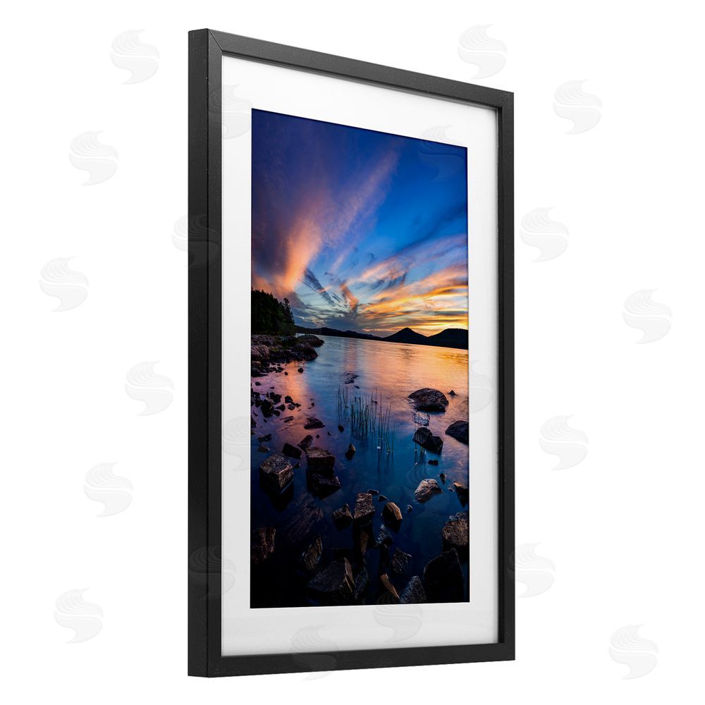 Jonathan Zaharek Sunrise on Piseco Lake Black Framed Print Under Glass Wall Art