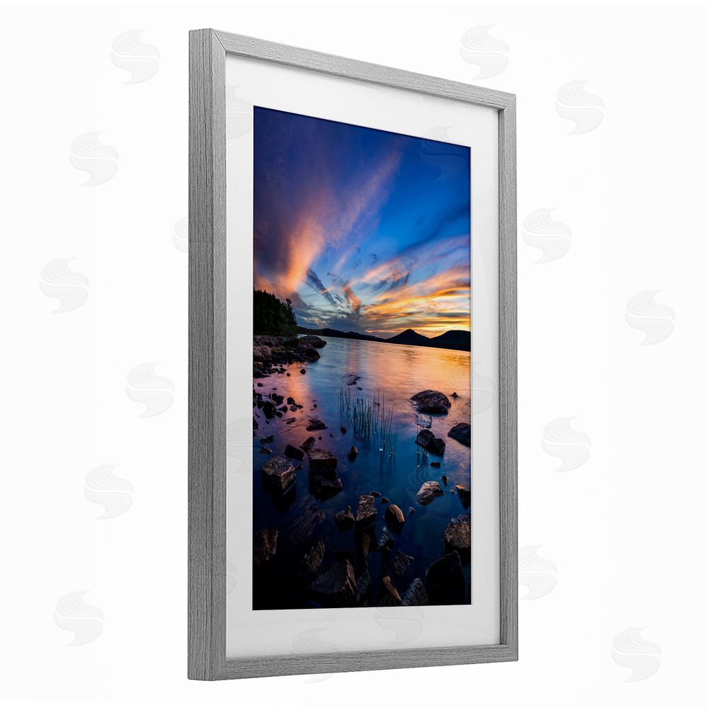 Jonathan Zaharek Sunrise on Piseco Lake Gray Framed Print Under Glass Wall Art