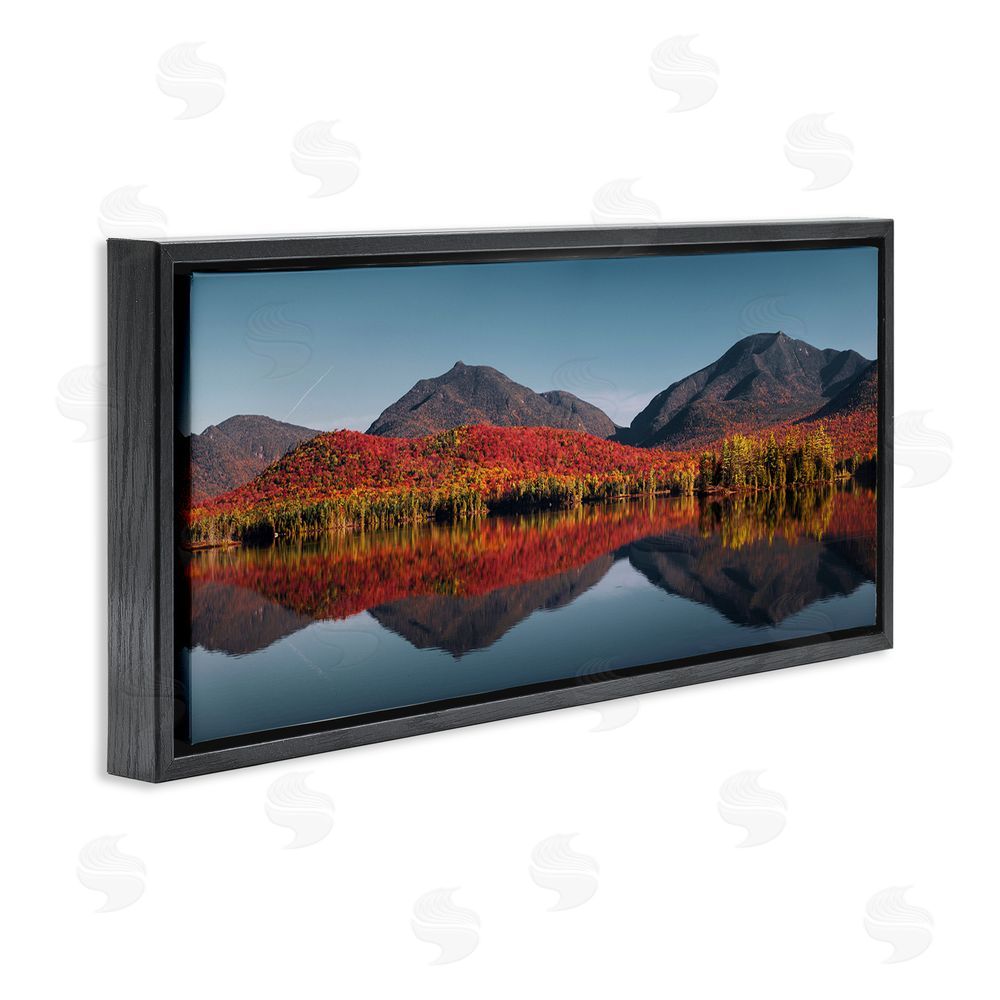 Jonathan Zaharek Autumn Panorama Reflections Black Floating Frame Canvas Wall Art Print