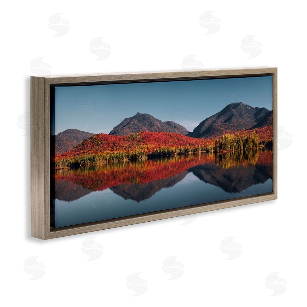 Jonathan Zaharek Autumn Panorama Reflections Brown Floating Frame Canvas Wall Art Print
