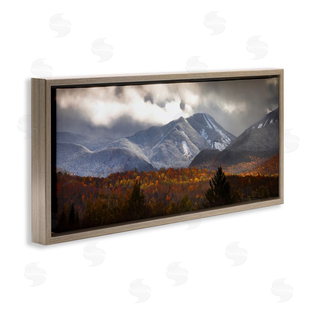 Jonathan Zaharek Colliding Seasons Mountainscape Brown Floating Frame Canvas Wall Art Print