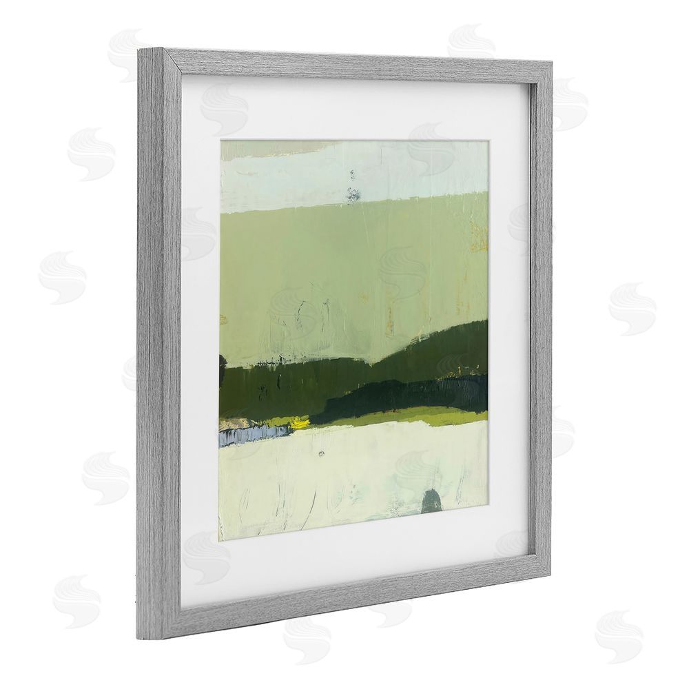 Julia Foug Bloom Serene Layered Landscape Gray Framed Print Under Glass Wall Art