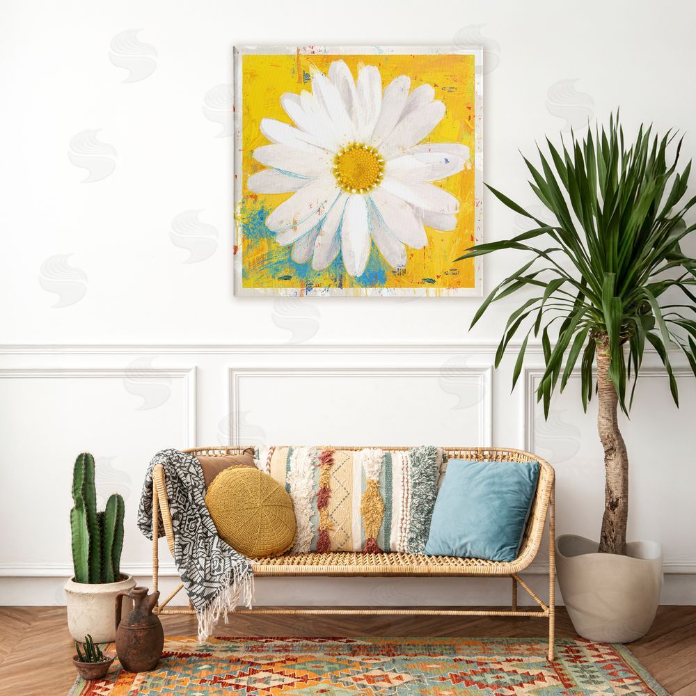 Porter Hastings Violet's Daisy on Yellow Stretched Canvas Wall Art in Room