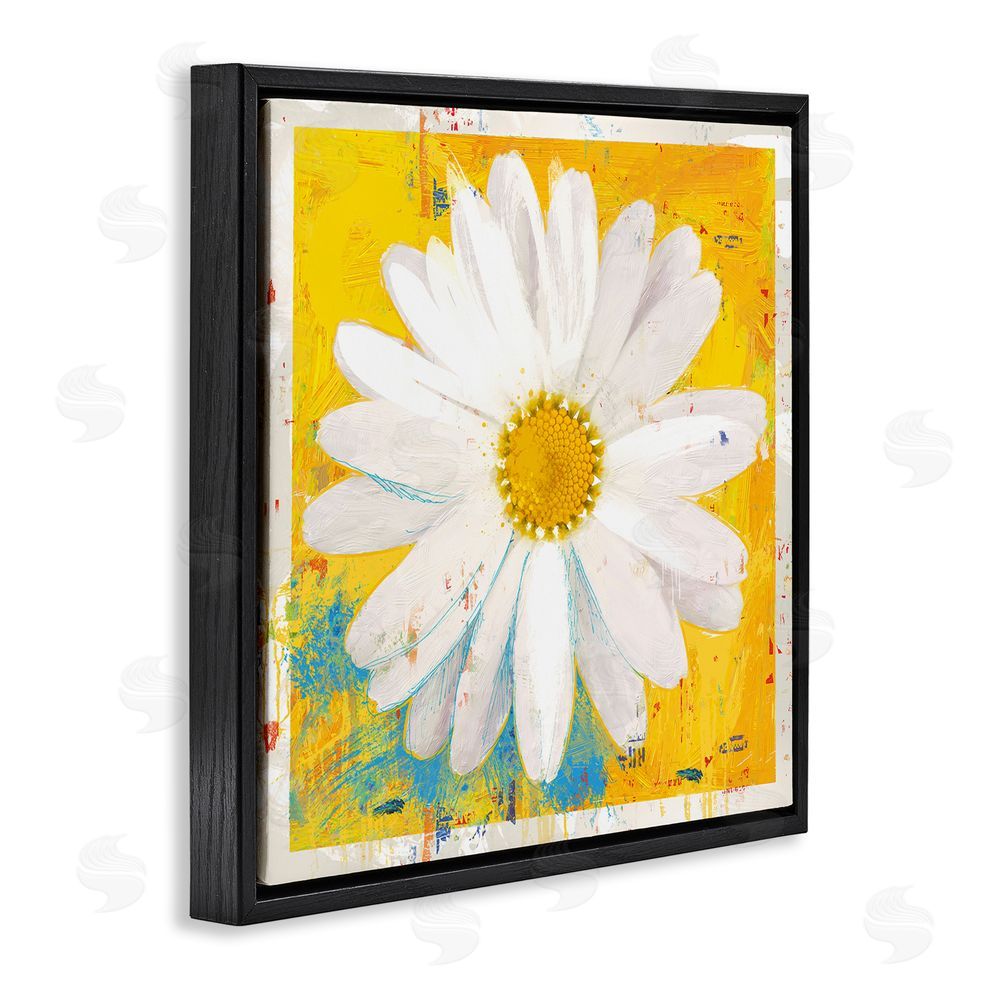 Porter Hastings Violet's Daisy on Yellow Black Floating Frame Canvas Wall Art Print