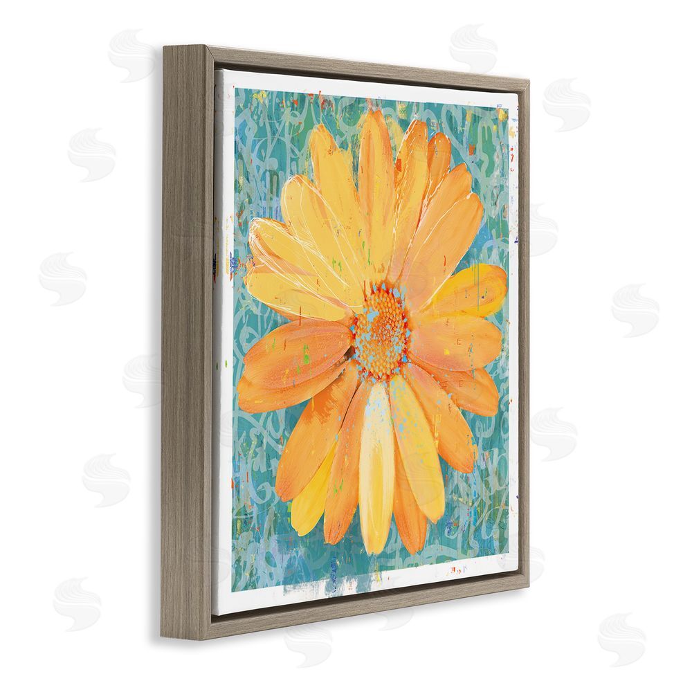 Porter Hastings Urban Daisy over Graffiti Brown Floating Frame Canvas Wall Art Print