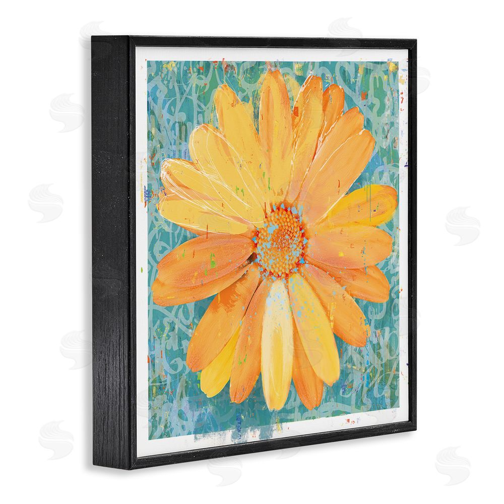 Porter Hastings Urban Daisy over Graffiti Black Framed Giclee Wall Art Print