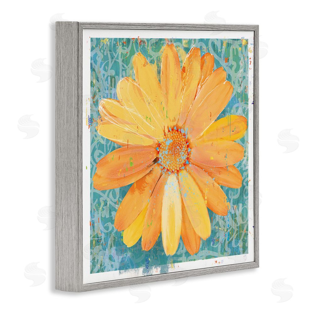 Porter Hastings Urban Daisy over Graffiti Gray Framed Giclee Wall Art Print