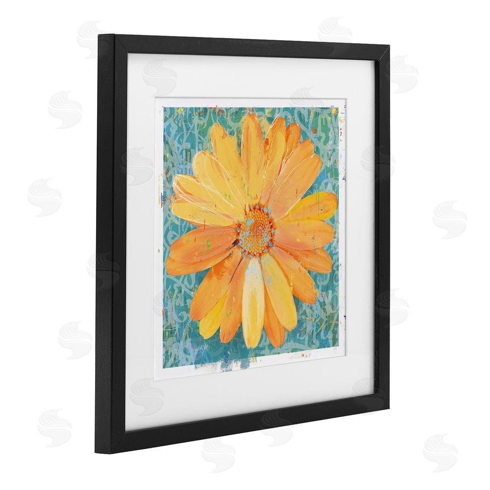 Porter Hastings Urban Daisy over Graffiti Black Framed Print Under Glass Wall Art