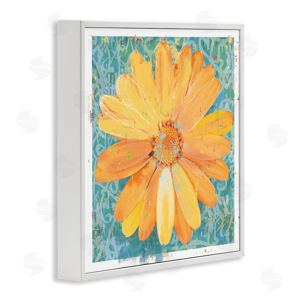 Porter Hastings Urban Daisy over Graffiti White Framed Giclee Wall Art Print