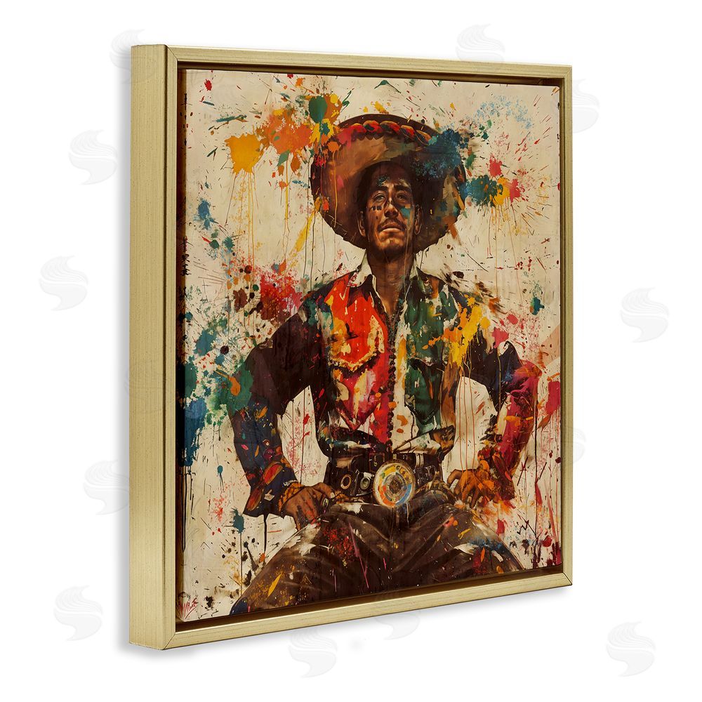 Marta Wiley El Mexicano with Paint Splatters Gold Floating Frame Canvas Wall Art Print