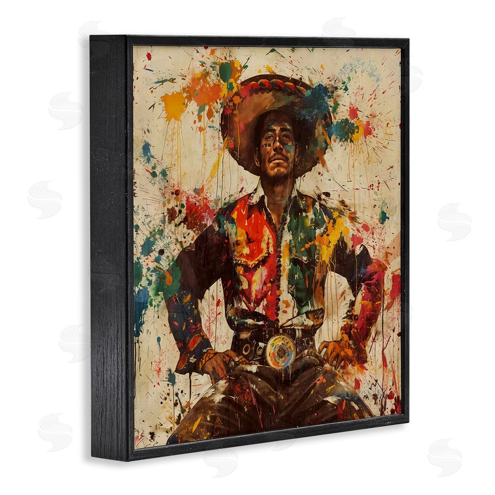 Marta Wiley El Mexicano with Paint Splatters Black Framed Giclee Wall Art Print