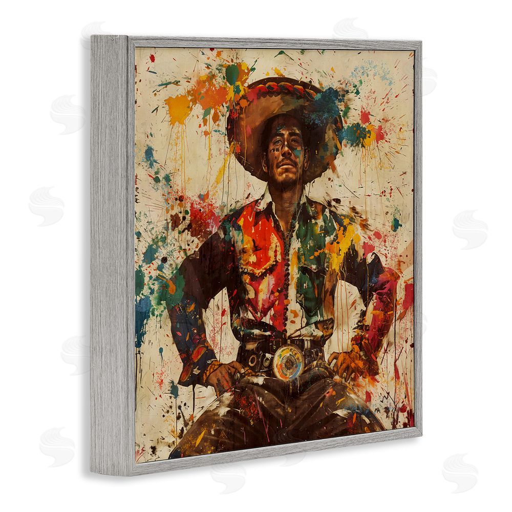 Marta Wiley El Mexicano with Paint Splatters Gray Framed Giclee Wall Art Print
