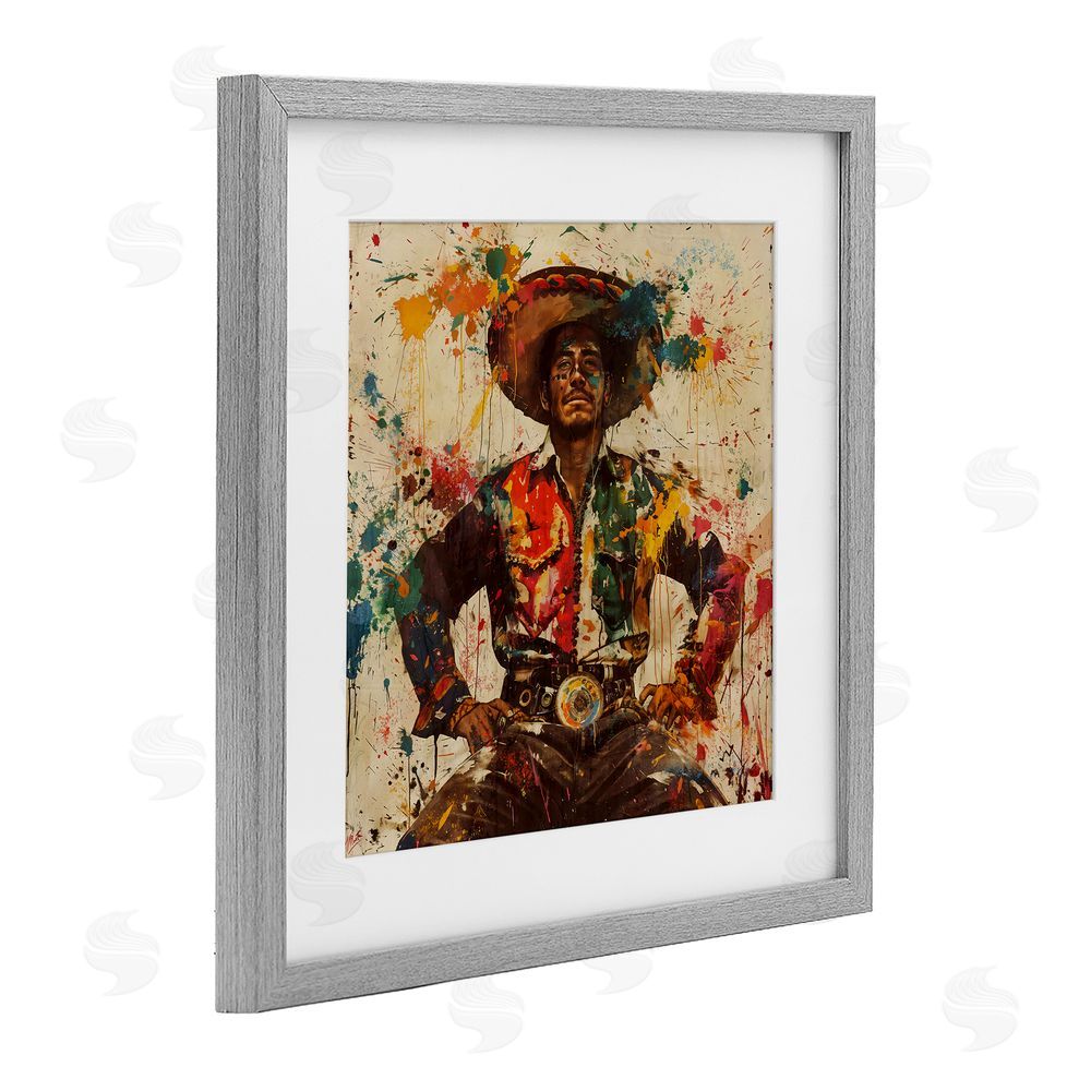 Marta Wiley El Mexicano with Paint Splatters Gray Framed Print Under Glass Wall Art
