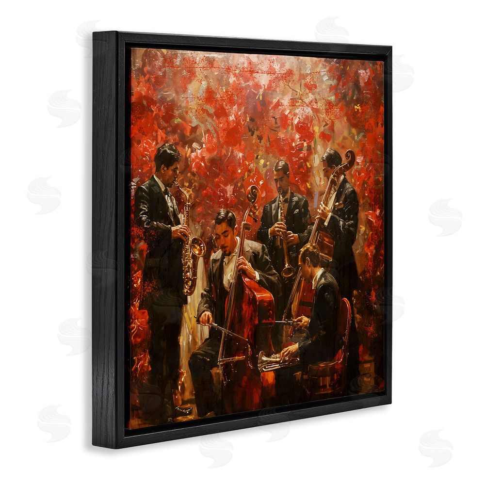 Marta Wiley Play More Jazz Performance Black Floating Frame Canvas Wall Art Print
