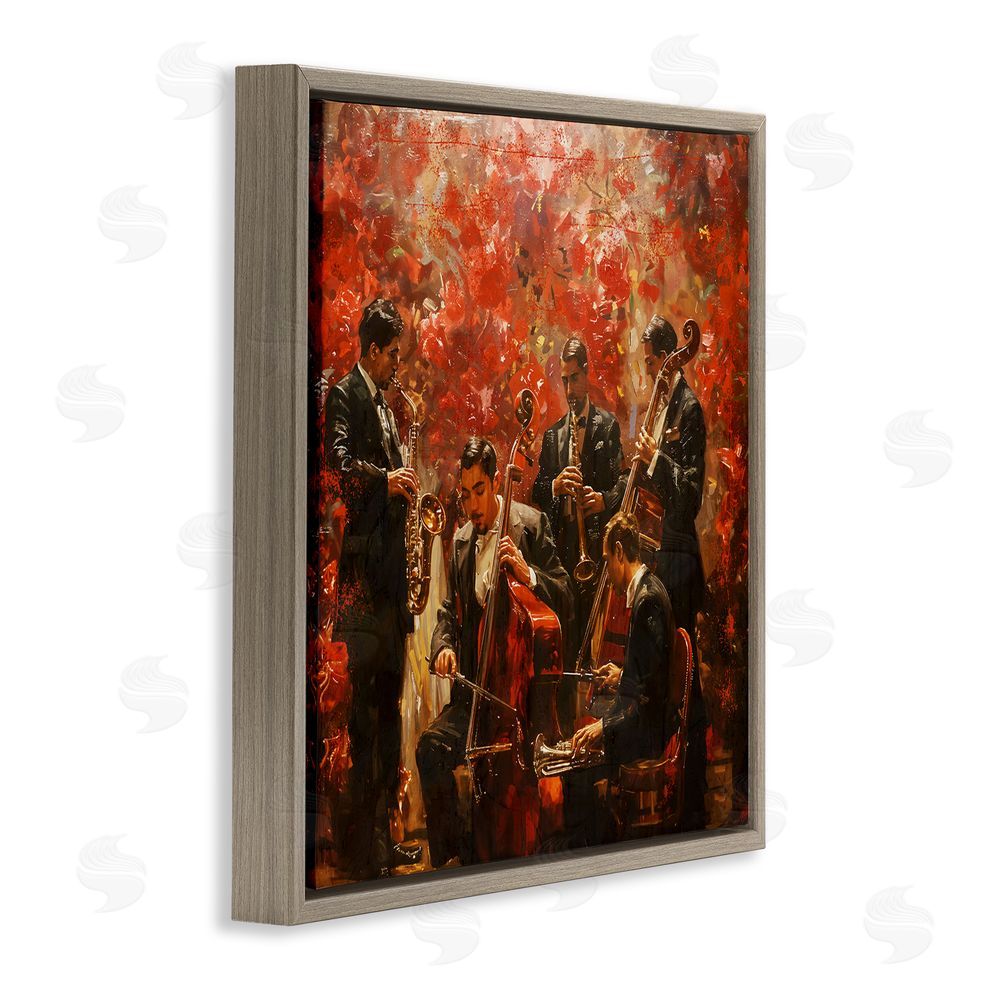 Marta Wiley Play More Jazz Performance Brown Floating Frame Canvas Wall Art Print