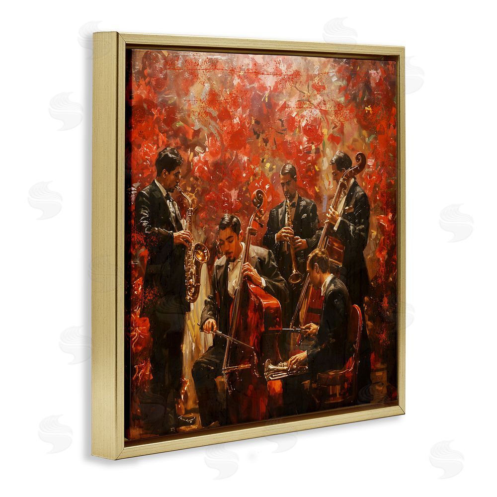 Marta Wiley Play More Jazz Performance Gold Floating Frame Canvas Wall Art Print