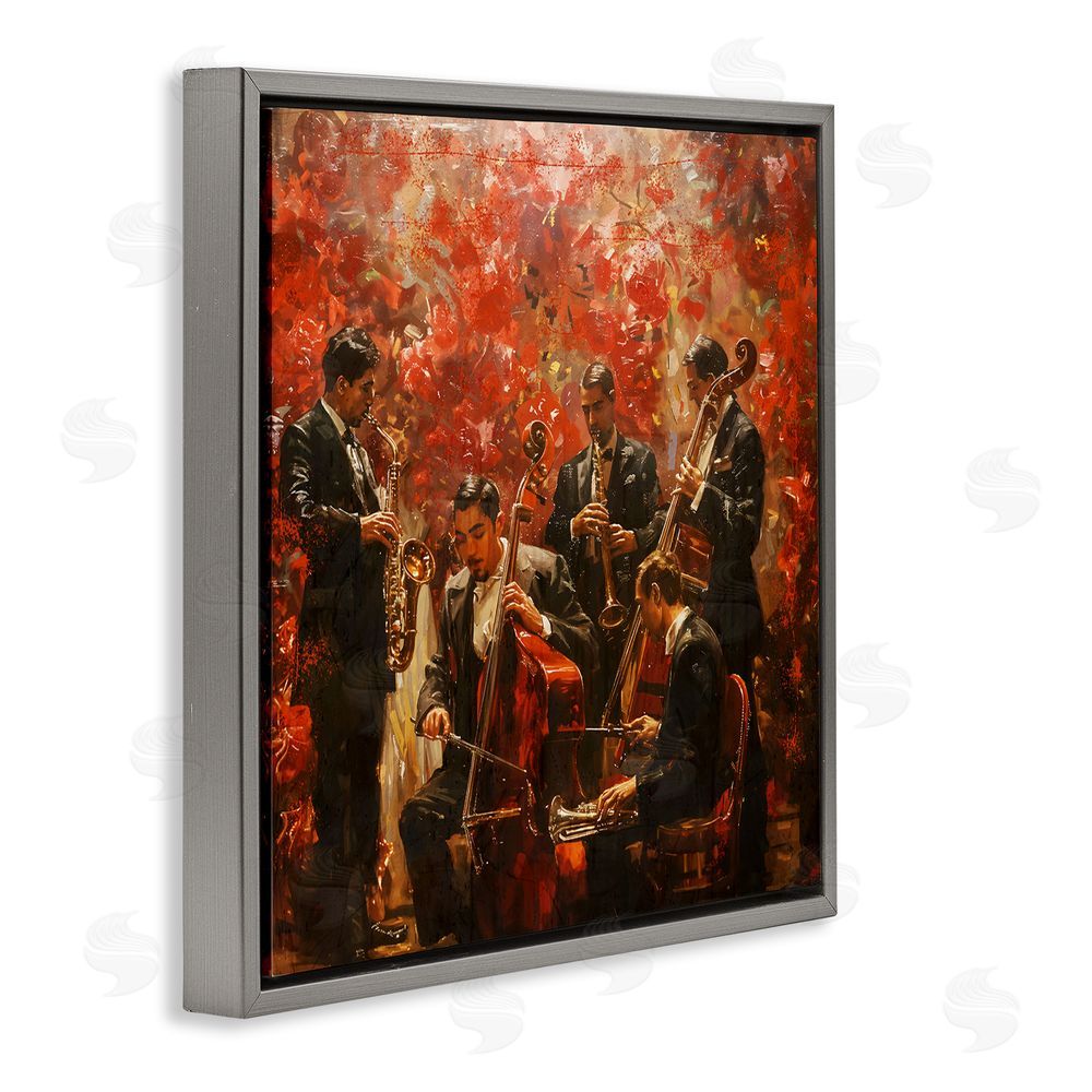 Marta Wiley Play More Jazz Performance Gray Floating Frame Canvas Wall Art Print