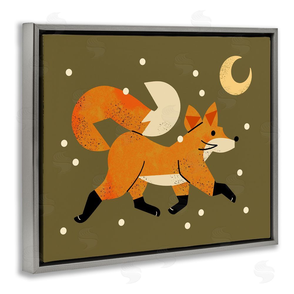 Renea L. Thull Wandering Winter Fox Gray Floating Frame Canvas Wall Art Print
