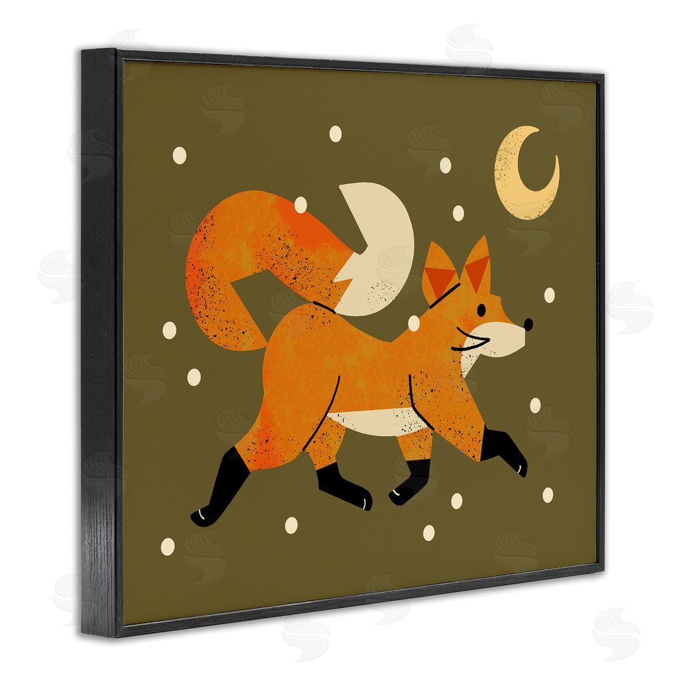 Renea L. Thull Wandering Winter Fox Black Framed Giclee Wall Art Print