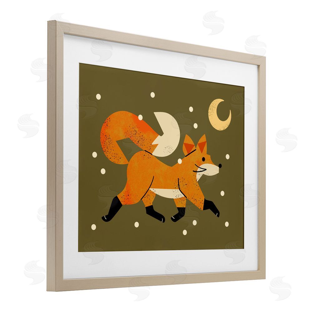 Renea L. Thull Wandering Winter Fox Brown Framed Print Under Glass Wall Art