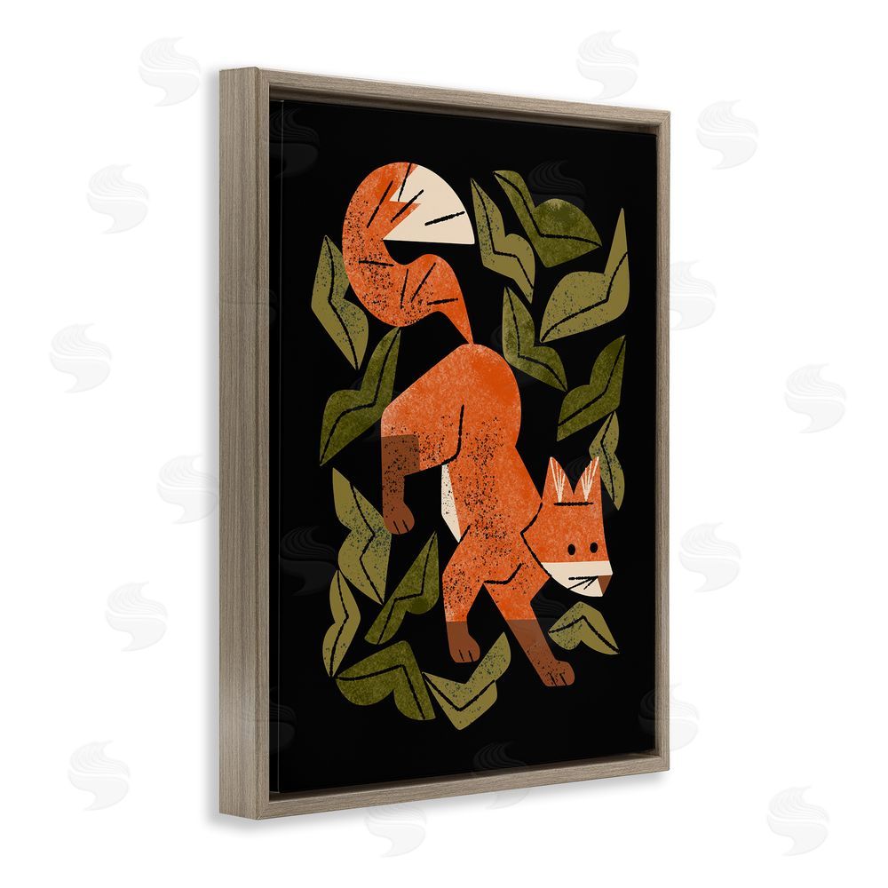 Renea L. Thull Fox In The Brush Brown Floating Frame Canvas Wall Art
