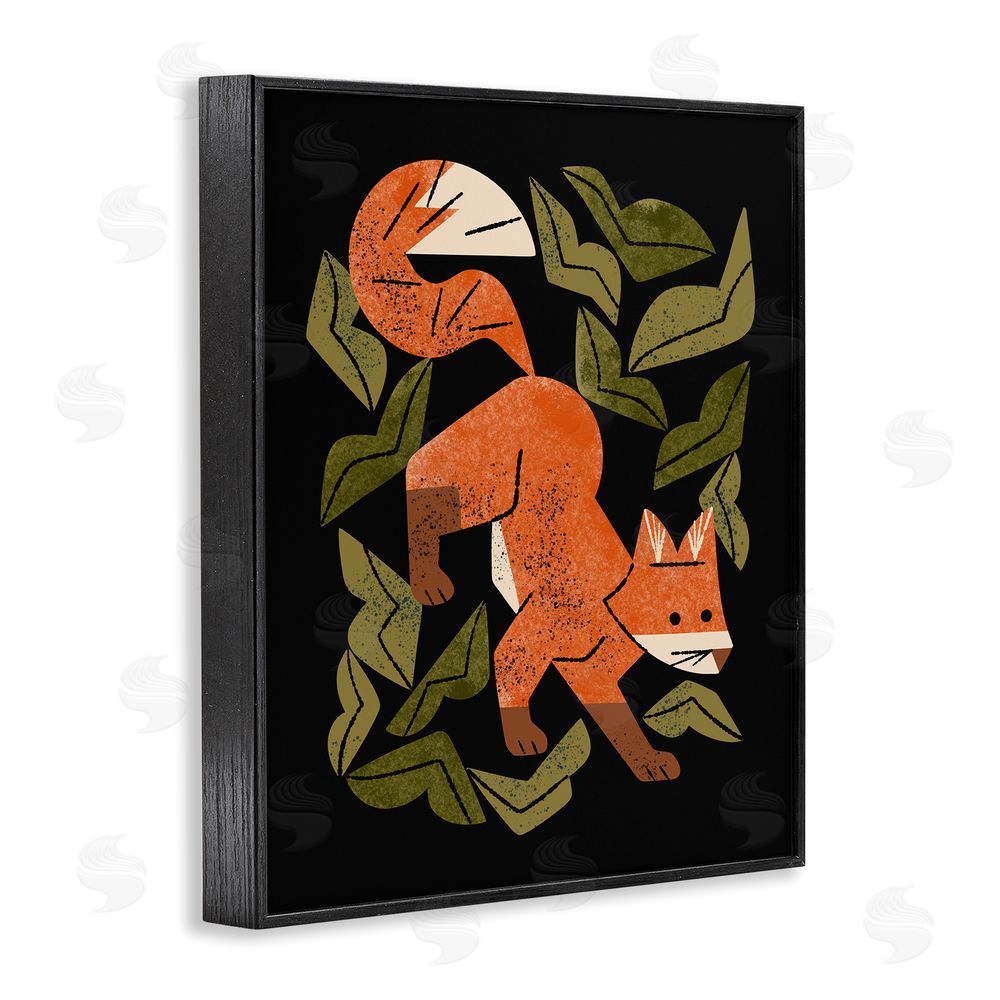 Renea L. Thull Fox In The Brush Blacked Framed Giclee Wall Art Print
