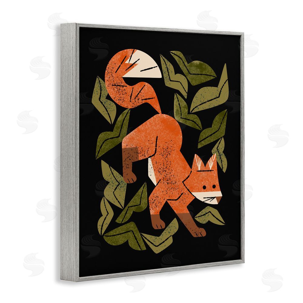 Renea L. Thull Fox In The Brush Gray Framed Giclee Wall Art Print