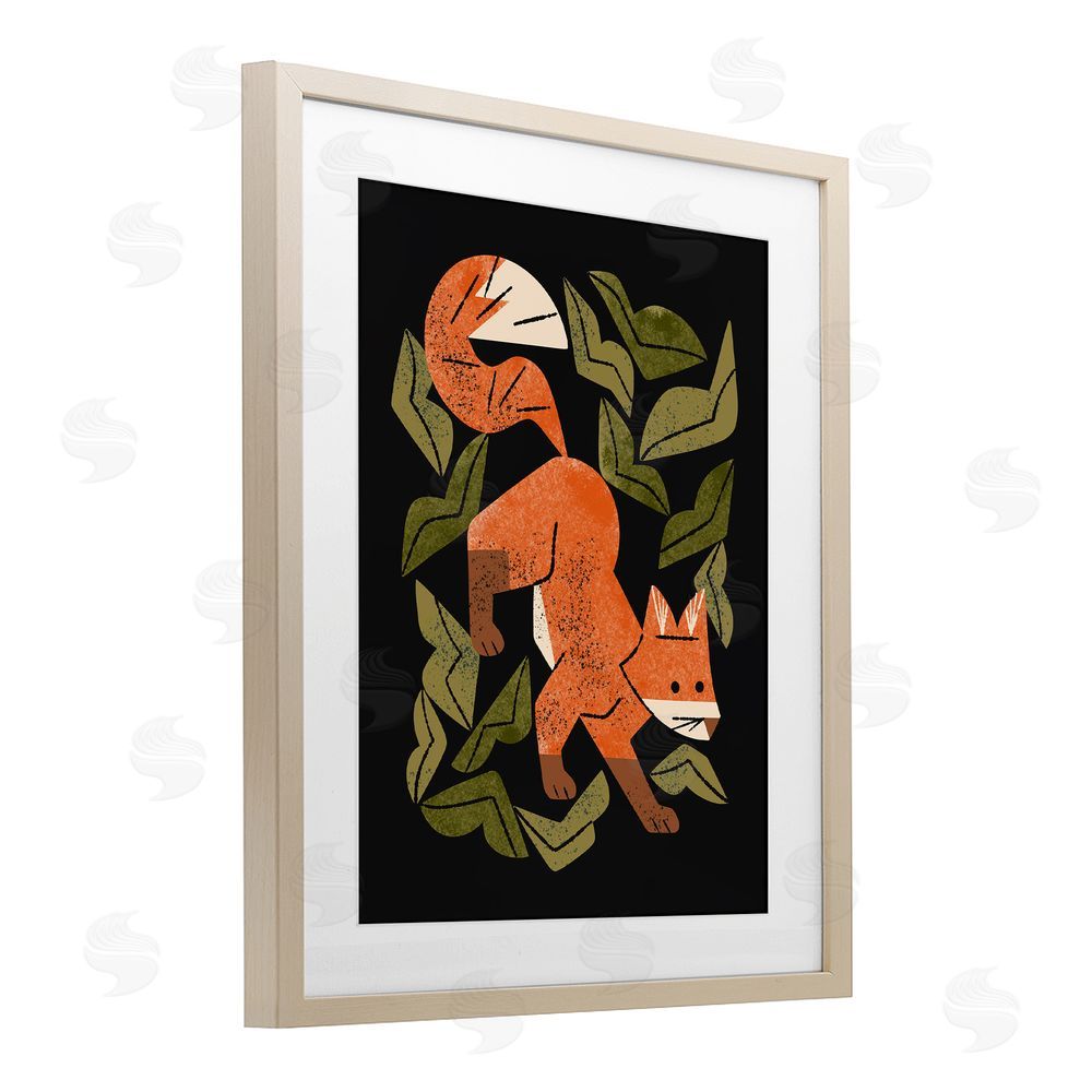 Renea L. Thull Fox In The Brush Brown Framed Print Under Glass with Mat Wall Art