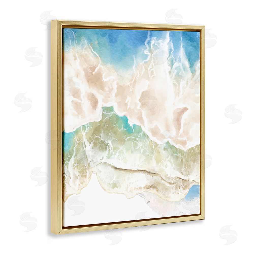 Jesse Keith Washed Away Tide Abstract Gold Floating Frame Canvas Wall Art Print