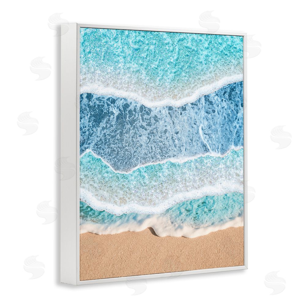Jesse Keith Overlapping Shore Waves White Framed Giclee Wall Art Print